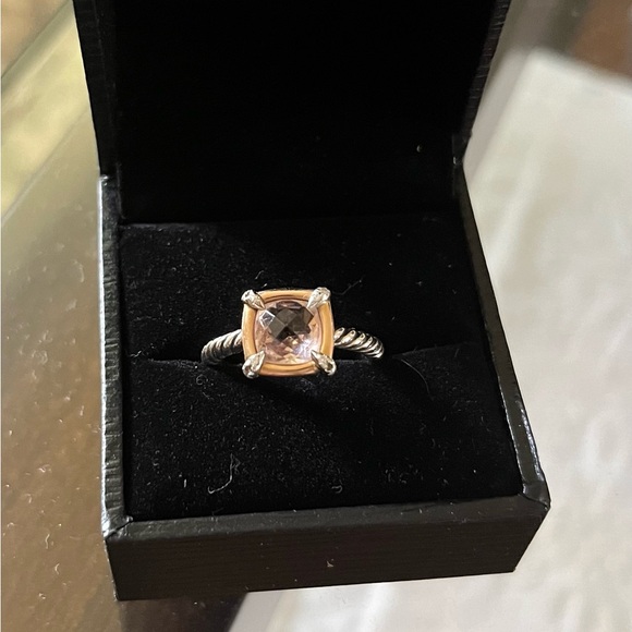 David Yurman 18K Rose Gold Diamond Morganite Chatelaine Ring - Picture 4 of 12